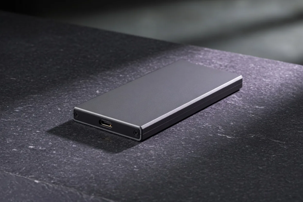 Aluminium portable SSD with a USB-C port