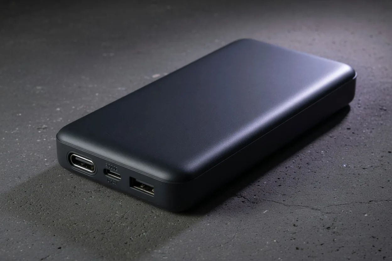 Matte black USB-C power bank